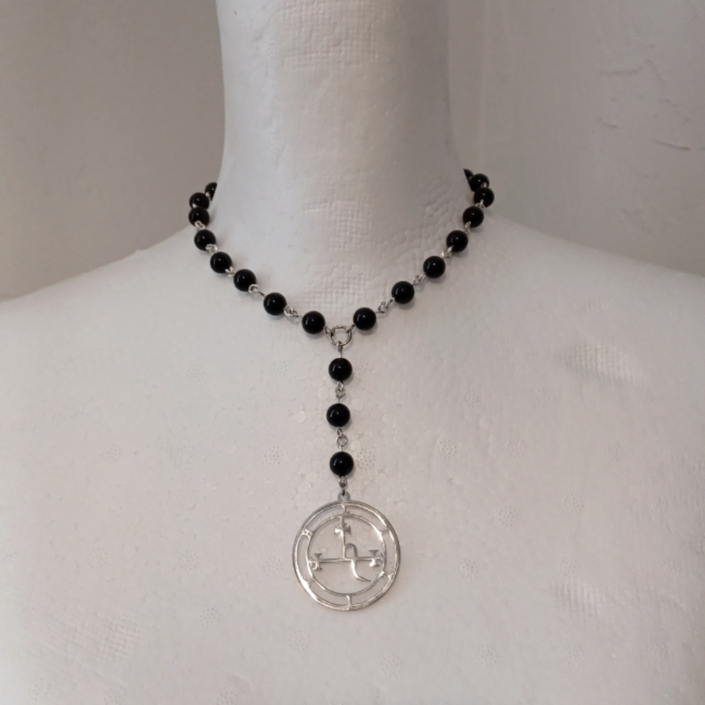 Goth Lilith genuine onyx choker